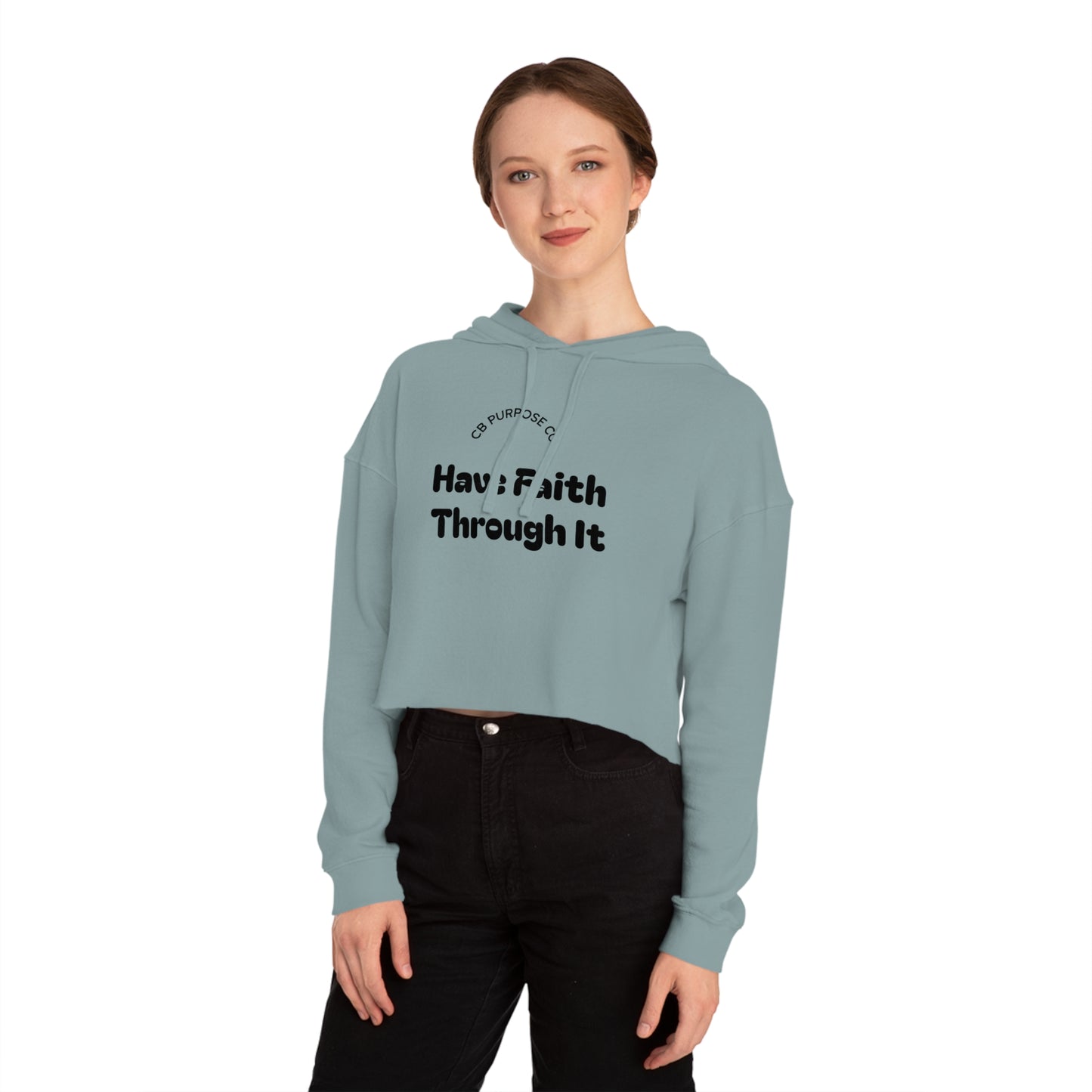 Faith-Inspiring Cropped Sweatshirt - Motivational Hooded Top for Women, Stylish Workout Gear, Casual Wear, Gift for Her, Faith Apparel