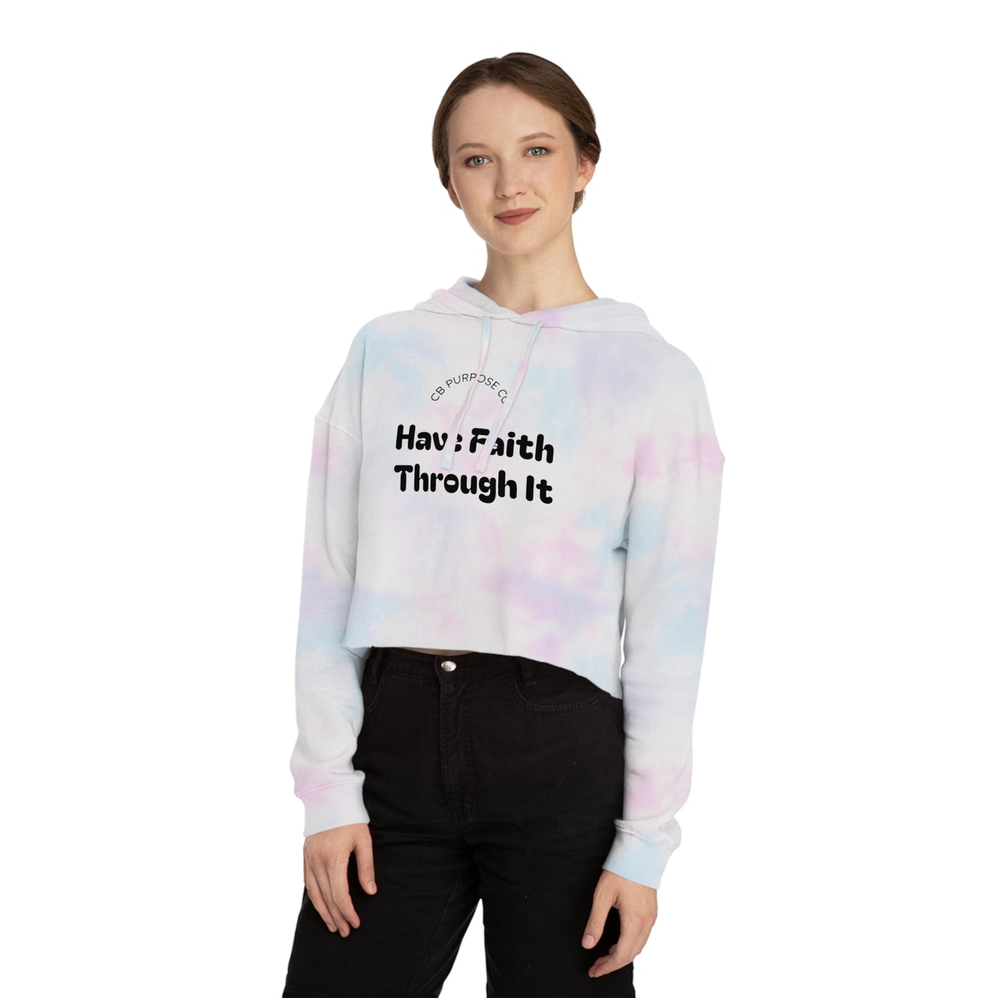 Faith-Inspiring Cropped Sweatshirt - Motivational Hooded Top for Women, Stylish Workout Gear, Casual Wear, Gift for Her, Faith Apparel