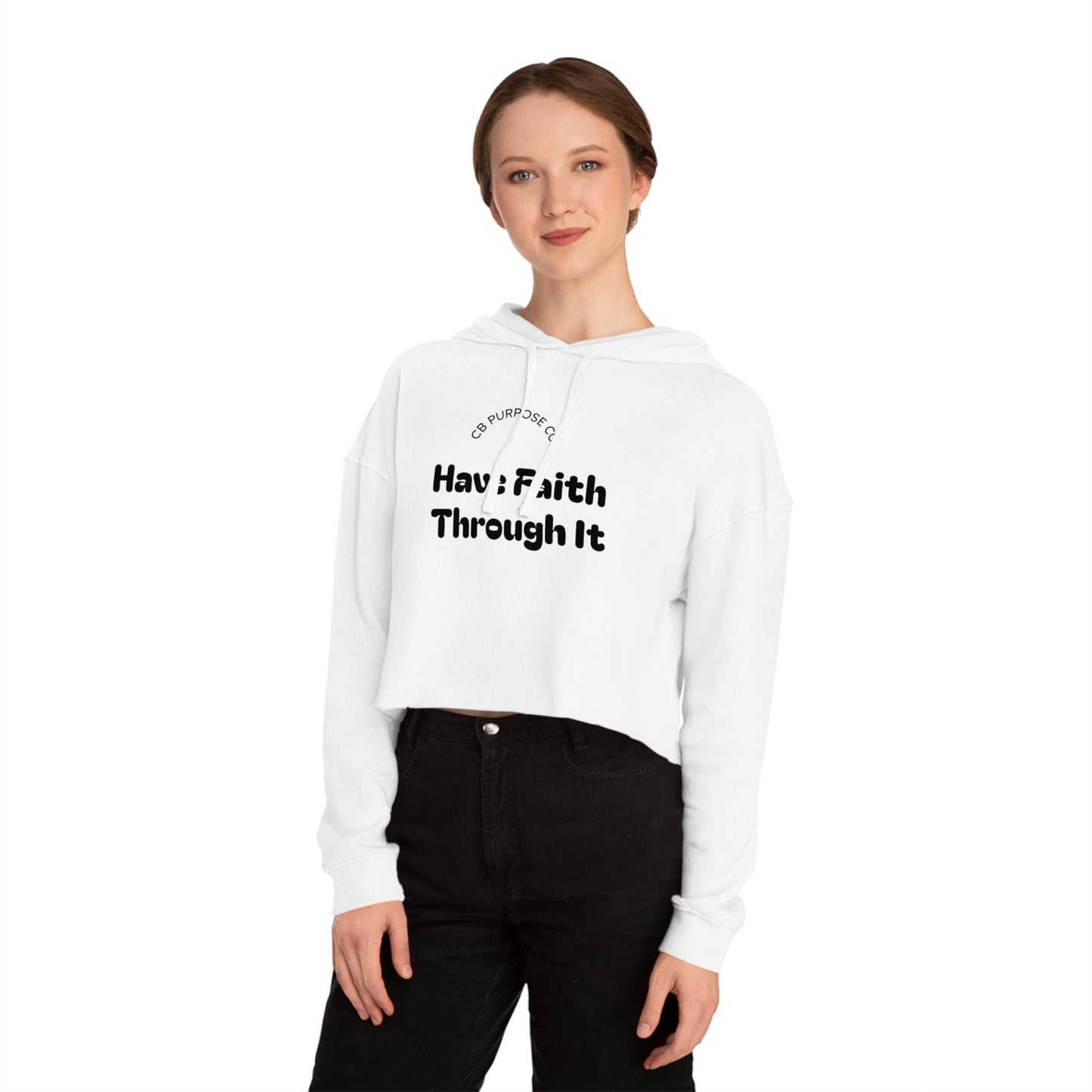 Faith-Inspiring Cropped Sweatshirt - Motivational Hooded Top for Women, Stylish Workout Gear, Casual Wear, Gift for Her, Faith Apparel